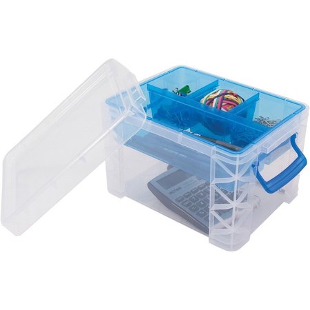 ADVANTUS Divided Supply Box, Clear Blue, 10.1" L, 7.5" W, 6.5" H AVT37375